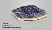 Grand plateau de quartz rose en cristal blanc de dalle d'agate de pierre naturelle populaire pour la décoration intérieure avec la garniture d'or
