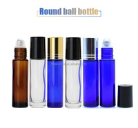 Flacon à bille en verre ambré bleu clair givré de 10 ml, étanche, pour huiles essentielles et parfums