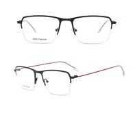 Kacamata Optik Fashion Setengah Bingkai Persegi Panjang Ultra-Ringan dari Titanium Murni 100% Gaya Baru dengan Pengiriman Cepat