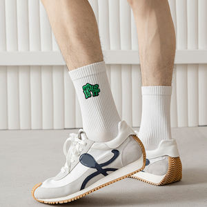 Meias Masculinas Personalizadas <span class=keywords><strong>2026</strong></span> de Algodão Cardado com Bordado de Letras, Anti-pilling, Moda de Rua, Meias Esportivas com Logo - Product Image 4