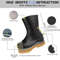 Chaussures de pluie en caoutchouc haut de gamme pour la construction, avec embout et semelle intermédiaire en acier, bottes de pluie basses en PVC