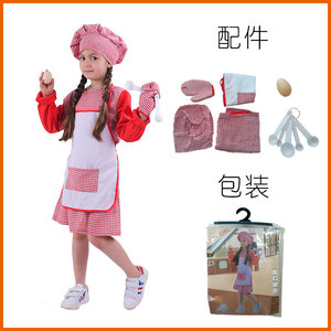 Disfraz de Chef para Niñas Bsrlons, Conjunto de Delantal y Gorro a Cuadros Rojos, 5-7 Años, Juguete de Cocina, Juego de Imitación, Fantasía, Cuento de Hadas - Product Image 5