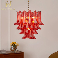 Lustre en verre de Murano de conception italienne moderne, tube en verre rose, bleu, rouge, vert, suspension pour chambre à coucher, salon, escalier