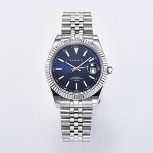 Nouvelle montre mécanique automatique pour homme Parnis 39,5 mm avec cadran bleu, bracelet en acier inoxydable, calendrier complet, saphir - Product Image 6