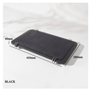 <span class=keywords><strong>Plateau</strong></span> de service personnalisé en laque noire Support de <span class=keywords><strong>pied</strong></span> en métal en cuir pour affichage de lunettes Cérémonie de bougies de fruits Plancher élégant - Product Image 4