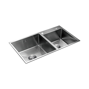 Évier de cuisine en acier inoxydable SUS304 brossé satiné 540x440mm, cuve simple, avec robinet extractible intégré - Product Image 1