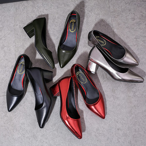 2025 primavera nuove scarpe da donna in versione coreana professionale da lavoro a punta quadrata con bocca poco profonda scarpe spesse solide per mamma - Product Image 6