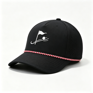 Casquette de baseball en toile perforée découpée au laser à 5 panneaux, séchage rapide, légère, pour le sport, avec logo personnalisé, respirante, pour la course et le trail - Product Image 2