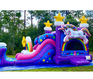 Castello Gonfiabile Unicorno Sogno Stellato con Piscina, Materiale PVC, Facile da Montare, Capacità 600-800kg per Feste Estive - Product Image 3