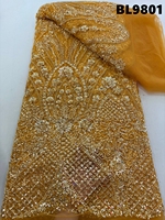 Tissu en dentelle brodée de perles et de sequins lourds, prix usine Chine, idéal pour mariages et célébrations - Vente chaude
