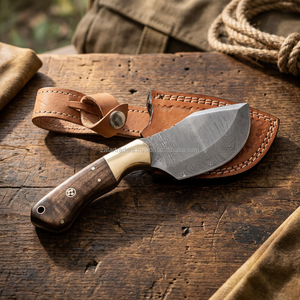 Custom ZR Knives Industrial Grade Handmade Lightweight 1.8oz Damascus Mini <b>Axe</b> Brass Guard <b>Wooden</b> Handle Outdoor Camping Model - Product Image 2