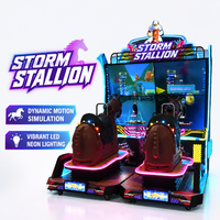 Machine de jeu simulateur de course de chevaux sportive Storm Stallion à monnayeur, 2 écrans, pour 2 joueurs, pour parc d'attractions