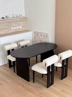 Table à manger de luxe moderne scandinave Wabi-Sabi, plateau rectangulaire en pierre frittée noire, pour 4 personnes, mobilier de salle à manger d'appartement ou d'école
