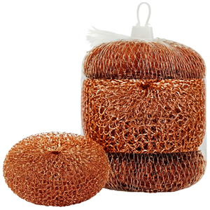 Éponges en cuivre PAMI résistantes et non rayantes pour casseroles et poêles, tampons à récurer réutilisables en laine de cuivre, ronds, épaisseur 1,5 pouce, lot de 4 - Product Image 1