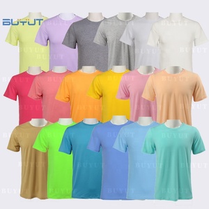 BUYUT Promotion Solid T-shirt Polyester Sublimation Blank Shirts Plain Polyester Cotton Feel Pastel Color T Shirt
