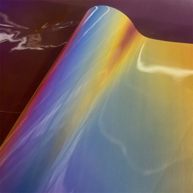 Iridescent Reflective Rainbow Holographic TPU Film Vinyl Leather Material for Label Bag Handbags Garment