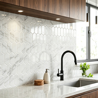 Autocollants muraux 3D à motif marbre chevrons, faciles à installer, parfaits pour crédence de cuisine, carreaux autocollants à peler et coller