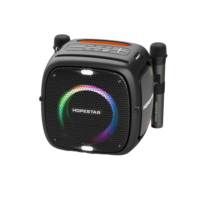 One HopeStar Party's Portable Wireless Speaker RGB LED Waterproof Handheld 2pcs Microphone Outdoor Computer Mobile Phone Use