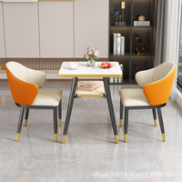 Mesa de Negociación para Conferencias y Combinación de Sillas, Mesa de Comedor Circular Pequeña para Recepción, Oficina, Cafetería