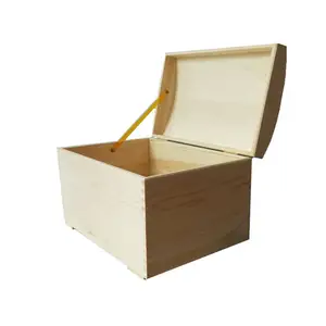 Boîtes de coffre au trésor de stockage en bois de pin inachevé de grande taille avec couvercles à charnière vierges pour bricolage, cachette, bijoux souvenir