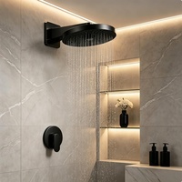 Robinet en laiton encastré de 12 pouces, ensemble de pomme de douche en plastique à 2 jets, ensemble de mitigeur de douche mural pour salle de bain