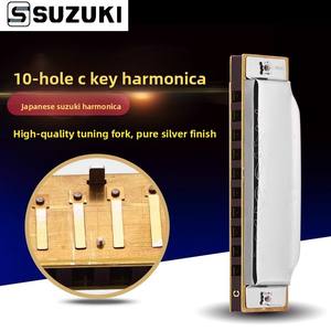 Suzuki 10 agujeros diatónico <span class=keywords><strong>Blues</strong></span> armónica 16 Bores <span class=keywords><strong>C</strong></span> Major 12 teclas plateado ecológico principiante adulto instrumento Musical - Product Image 2