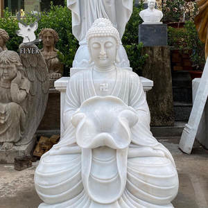 Scultura di Buddha in Marmo Verde Naturale per Esterni, Grande Statua di Buddha in Marmo per Giardino - Product Image 4