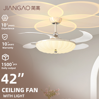 Ventilateur de plafond rétractable décoratif de 42 pouces avec éclairage et télécommande pour salle à manger, salon et chambre à coucher – Offre Spéciale