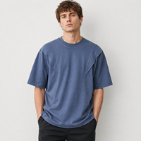 T-shirt surdimensionné pour homme en coton 100% de haute qualité, tricoté, avec couture articulée, style streetwear