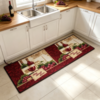 Spice Print Modern Minimalist Kitchen Runner Rug Anti-Slip Oil-Proof Stain Resistant Washable Polyester Low Pile Floor Mat Latex