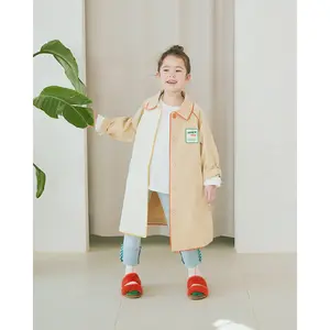 Gabardina con capucha y una botonadura para niñas, abrigo con solapas, otoño e invierno, 2021