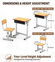 Mobilier scolaire, chaises de classe, tables, ensemble chaise-bureau, table d'étude pour enfants, table réglable en métal, écologique, durable, moderne