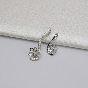 Support de pendentif double perle en argent S925 Wenchi, lot de 3 accessoires DIY pour perles, apprêts de bijoux en argent uni, modèle 14174-637 - Product Image 3