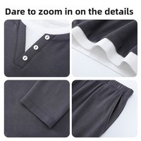 Ensemble décontracté homme hiver : haut à manches longues et pantalon en fibre de bambou, vêtement d'intérieur patchwork, col en V, doublure polaire thermique épaisse