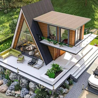 Villa préfabriquée de luxe moderne en structure acier A-frame, design triangulaire, durable et écologique