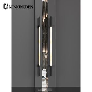 Poignée de porte d'entrée en cuir avec embout sculpté de précision pour hôtel de luxe, salle de banquet, quincaillerie de porte double vitrée à ouverture latérale - Product Image 5