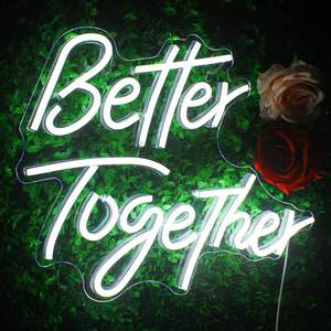 Letrero de Neón LED Romántico con la Frase 'Better Together', Decoración de Pared en Blanco Cálido para Bodas, Compromisos, Hogar y Dormitorio - Product Image 1