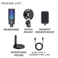 Nouveau kit d'éclairage professionnel RGB U850, microphone de corps, microphone à condensateur pour ordinateur, microphone à condensateur à large diaphragme cardioïde