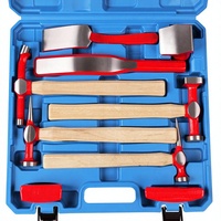 Kit de 9 outils de réparation de carrosserie automobile robustes, comprenant 4 marteaux et 5 patins de réparation, forgés pour une grande résistance, pour les réparations