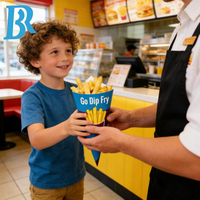 Cône en papier alimentaire personnalisé pour frites, gaufres, churros, emballage à emporter, support pour chips avec coupelle à sauce, pour glace