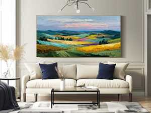 Peinture à l'huile de paysage traditionnel, scène <span class=keywords><strong>color</strong></span>ée, peinture à l'huile artisanale sur toile, <span class=keywords><strong>art</strong></span> mural pour appartement urbain, hôtel, salon, décoration de la maison - Product Image 4
