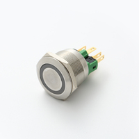 ELEWIND 22mm Anneau Illuminé en Acier Inoxydable Bouton Poussoir 24v Tension Momentanée Max 220v pour Éclairage