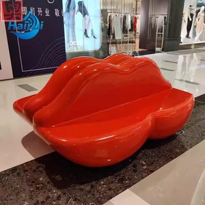 Canapé d'attente incurvé en FRP, style salon <span class=keywords><strong>de</strong></span> beauté, sculpture créative nordique Lèvres Rouges, pour salon <span class=keywords><strong>de</strong></span> <span class=keywords><strong>réception</strong></span> et <span class=keywords><strong>de</strong></span> loisirs - Product Image 5