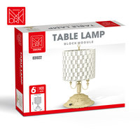 Lampe de table rétro de style européen XMORK avec abat-jour tressé, jouet de construction 1433 pièces, modèle en briques, décoration de bureau, jouet de collection pour adulte