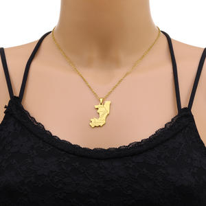 Collares con <span class=keywords><strong>Mapa</strong></span> <span class=keywords><strong>de</strong></span> la <span class=keywords><strong>República</strong></span> <span class=keywords><strong>del</strong></span> <span class=keywords><strong>Congo</strong></span> Esmaltados, Collar con Colgante <span class=keywords><strong>de</strong></span> <span class=keywords><strong>Mapa</strong></span> <span class=keywords><strong>de</strong></span> la Bandera <span class=keywords><strong>de</strong></span> <span class=keywords><strong>Congo</strong></span> Esmaltado Chapado en Oro <span class=keywords><strong>de</strong></span> 18K y Acero Inoxidable - Product Image 6