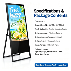 Faltbare Digitale Werbeanzeige für Geschäfte, 43 Zoll LCD Digital-Poster, Werbedisplay für Bekleidungsgeschäfte, Restaurants und Einzelhandel - Product Image 2