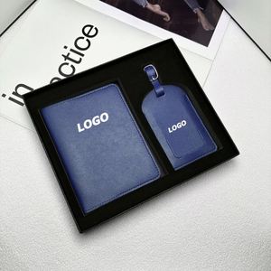 Travel Gift Set Passport <b>Holder</b> Luggage Tags Boarding <b>Pass</b> Wallet Anti-Loss ID Tags Custom Logo Recyclable PU Gifts - Product Image 1