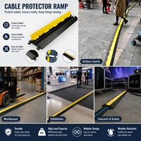 Protector de Cables de Seguridad para Carreteras de Alta Resistencia de 1000*250*33 mm con 2 Canales de Fundas de Goma para Cables y Rampa para Cables