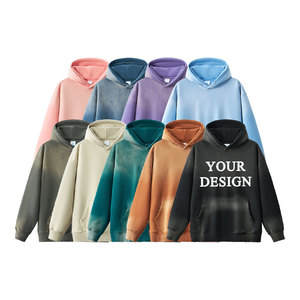 Sudadera con Capucha Extra Grande de Felpa Lavada al Ácido, 100% Algodón, 500 g/m², con Logotipo Personalizado Bordado, Teñido por Pulverización, Unisex, Invierno, Talla XL, para Hombre y Mujer - Product Image 3