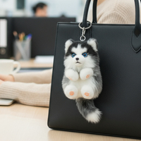 Meilleure Vente : Porte-clés en Peluche Miniature Chat/Chien Simulé, Pendentif Animal Mignon et Unique, Breloque de Sac pour Cadeau de Noël